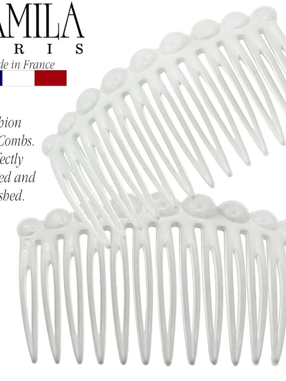 Paris /2 French Hair Side Comb Small Rounded, White French Twist Hair Combs Deco - Picture 3 of 8
